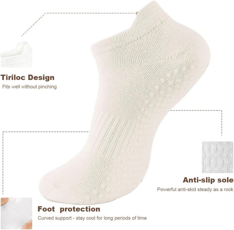 kepiibi 5 Pairs Pilates Socks with Grips for Women Non Slip Grip Yoga Crew Socks for Barre Hospital Barefoot Workout - Image 2